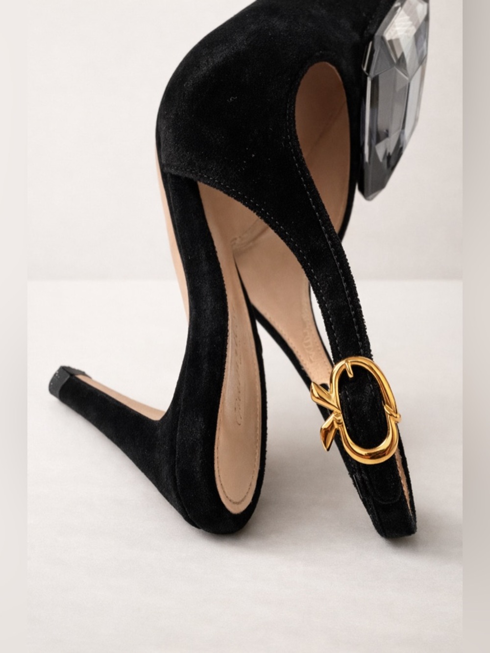 Gianvito Rossi Crystal Slingback Pumps Black EU 41.5 US 11 Heels Italy - Picture 8 of 15